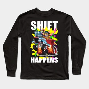 Shift Happens Funny Hot Rod Car Cartoon Long Sleeve T-Shirt